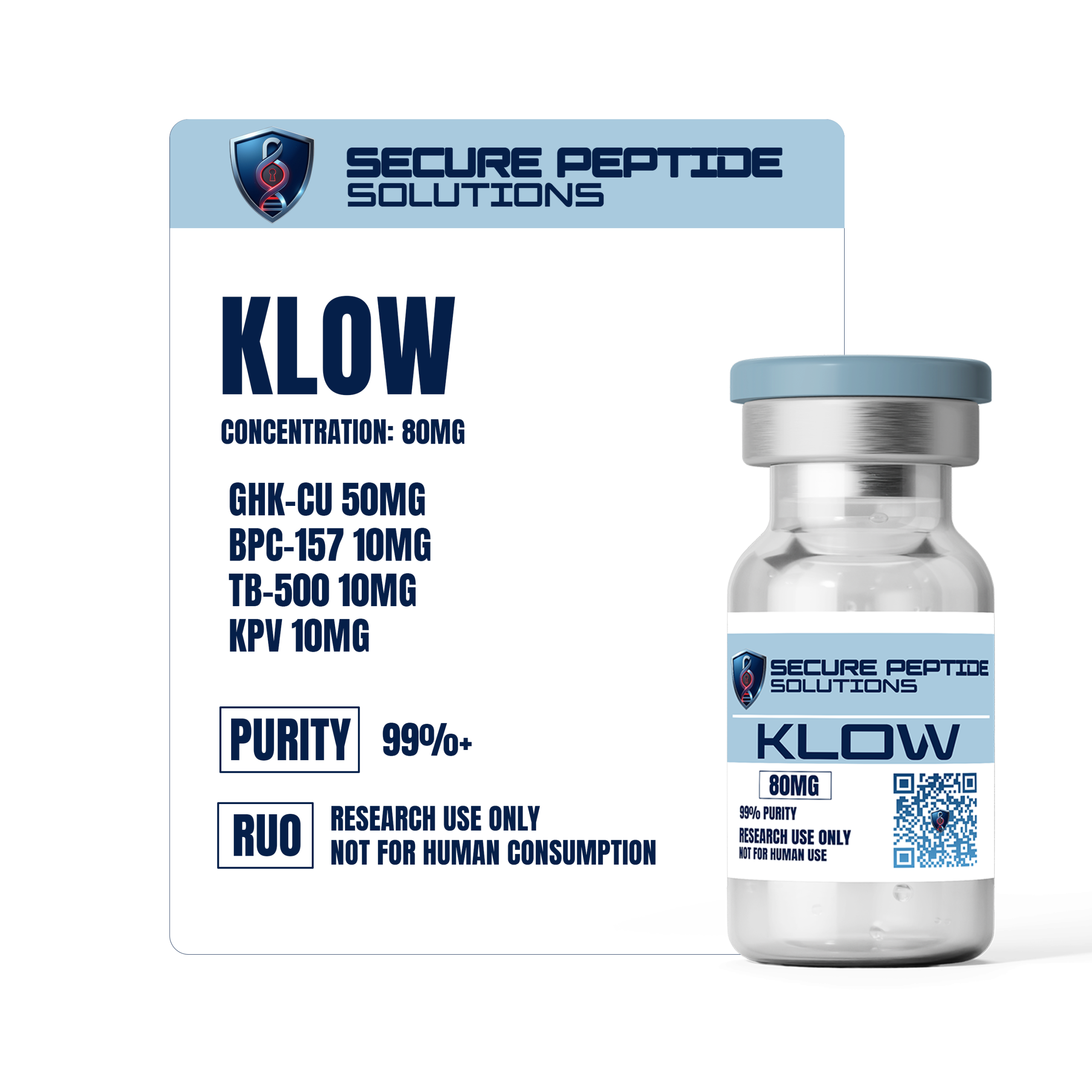 KLOW Blend (BPC-157 + TB-500 + GHK-Cu + KPV) | 80mg Lyophilized - Image 2